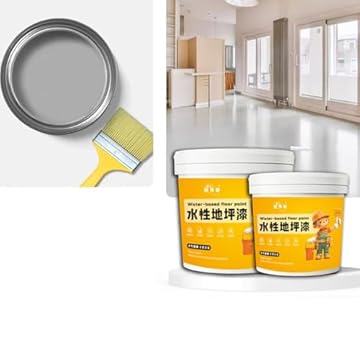 Waterproof Water-Based Epoxys Floor Paint,300g Concrete Floor Paint with Brush,Quick Dry Anti-Slip Concrete Floor Paint for Home Garage Light Gray