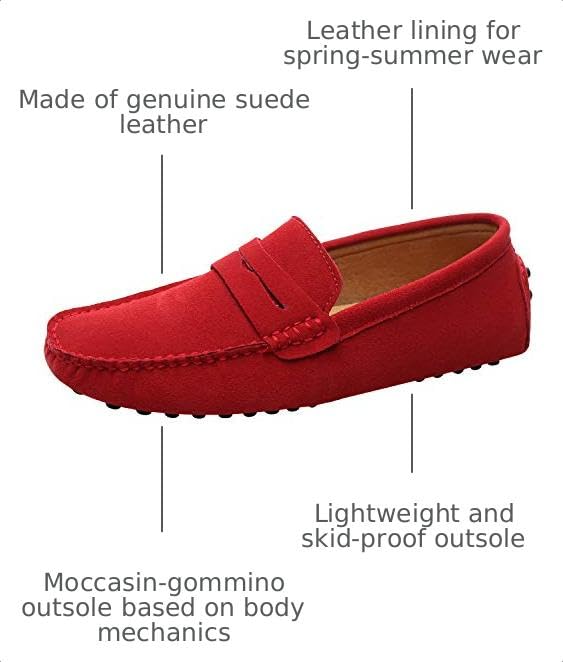 Image of ANUFER Men's Suede Leather Penny Loafers Moccasin Slippers