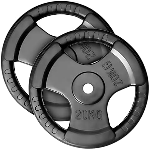 MAXXIVA® Hantelscheiben 2er Set Gewichtsplatte je 20 kg Gusseisen Gripper Gummi schwarz 40 kg Fitness Krafttraining Bodybuilding Workout Gewichtheben Reha Cover