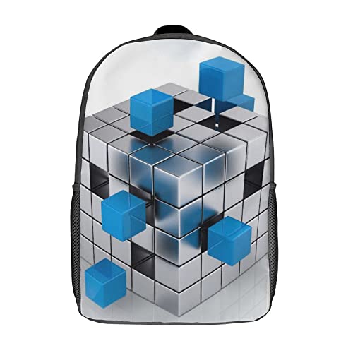 Sac à dos imprimé en 3D Cube Fashion avec grand volume 17 pouces
