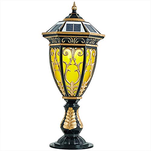 Gadern Door Stigma Light Exquisite European Style Column Light Outdoor Retro Column Headlight Aluminum Courtyard Pillar Light (Color : Gold, Size : 23×17×54cm)