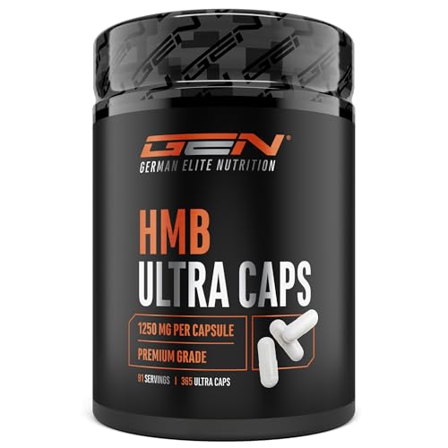 HMB Ultra Caps - 365 cápsulas - Alta dosis con 3600 mg de β-hidroxi-β-metilbutirato de calcio puro (calcio HMB) por dosis diaria - Sin aditivos indeseados