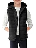 Haloumoning Boys Puffer Vest Kids Sleeveless Lightweight Puffy Down Jacket with Hood 4-14 Years