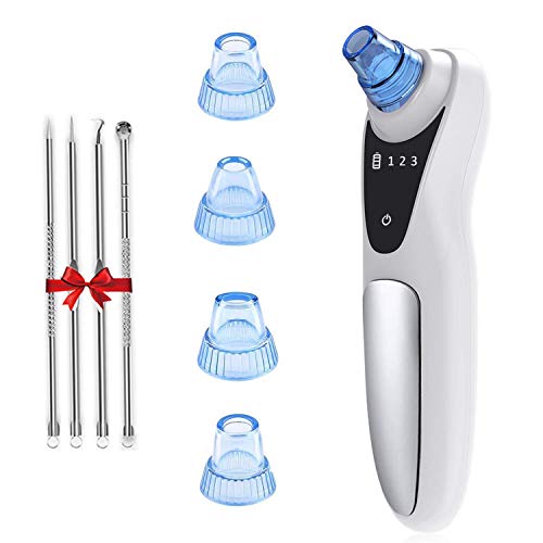 Preisvergleich Produktbild Mitesserentferner Porenreiniger Vakuumsauger,Professional USB wiederaufladbarer Mitesser-Staubsauger-Gesichtsporenrei... mit 3 einstellbarer Saugleistung und 4 Ersatzsonden (LED-Anzeige)