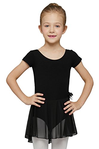 MdnMd Classic Short Sleeve Dance Ballet Leotard Dress Ballerina Outfit for Girls