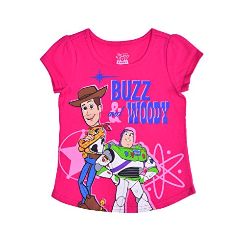 Disney Toy Story Girl's 4 Pack T-Shirts for Toddler and Little Kids – Pink/Blue/Grey4