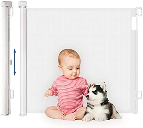 HollyHOME Treppenschutzgitter Ausziehbar, 180cm Türschutzgitter, Weiß | Extra Breit Hundegitter, Baby Absperrgitter Sicherheitsgitter für Babys und Haustiere, Geeignet für Innen &