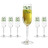 Copa de champán con diseño tropical de cristal, 22 cl, lote de 6