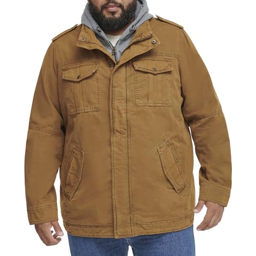 Image of Levi's Men's Washed Cotton Hooded Military Jacket (Regular & Big & Tall Sizes)