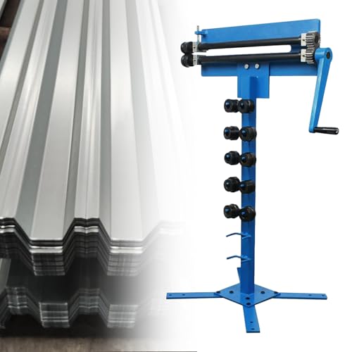 Manual Bead Roller Sheet Metal Bead Roller Machine with 6 Dies Set, Industrial Cast-Iron Metal Beads Roller Rotary Forming Machine for Beading, Wiring, Flanging, Elbow Bending