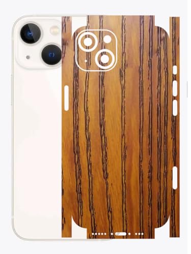 Image of AtOdds - Compatible for iPhone 13 mini - Mobile Back Skin Sticker Wrap - Lamination - Rear Screen Guard Protector (Coverage - Back+Camera+Sides) (Design - Caramel Wood)