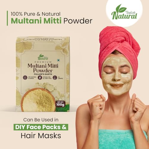 Image of Multani Mitti Powder 300g | 100% Pure & Natural Fuller�s Earth | Skin Brightening, Oil Control, Acne & Pimples Care | Natural Face Pack & Hair Pack for Healthy Skin & Hair