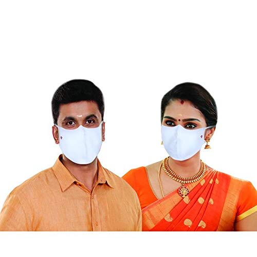 RAMRAJ 2 Layer Cotton Reusable Face Mask (White, Without Valve, Pack of