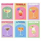 URYVAIW Cocktail Wandbilder Set, 6 Stck, 20x25cm, Ohne 