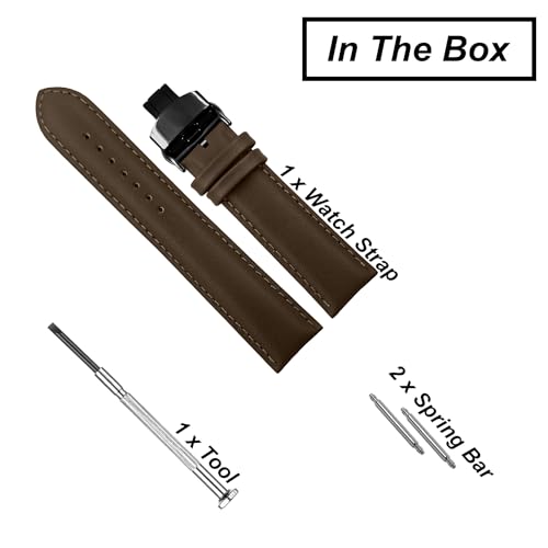 Image of DBLACK ''NAGATA3'' Leather Watch Strap with Butterfly Lock, Minimalist Design Watch Belt / / For 18mm, 20mm, 22mm, or 24mm Watch Band (Choose Your Size & Color)