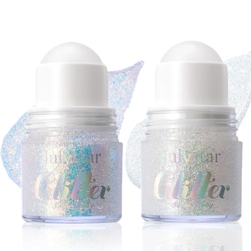 Baorder 2 pezzi roll-on gel glitter per viso e capelli, camaleonte con glitter olografici sotto la luce, paillettes sirena, festival, feste, rave e luccicanti