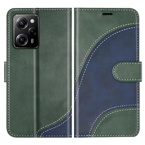 BoxTii Funda para Xiaomi Poco X5 Pro 5G / Redmi Note 12 Pro 5G, Funda de PU Cuero Magnético Carcasa Libro con Ranuras para Tarjetas para Xiaomi Poco X5 Pro 5G, Verde