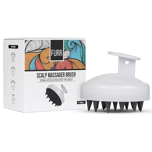 FURR Scalp Massager Shower Brush | Helps In Stimulating Blood Flow & Reducing Dandruff | Silicon Scrubber For Hair Care | Pack Of 1