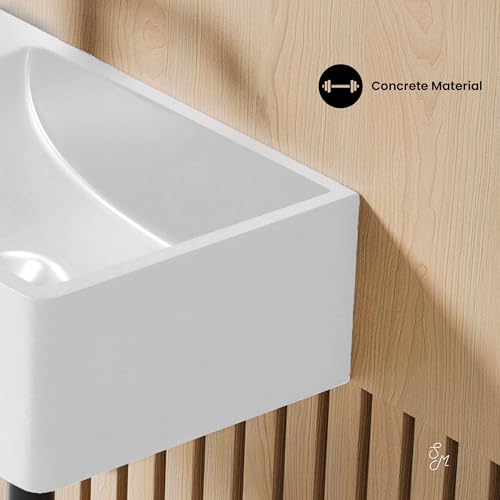Fregadero de hormigón rectangular Swiss Madison Lisse lavabo de 16 pulgadas blanco 5