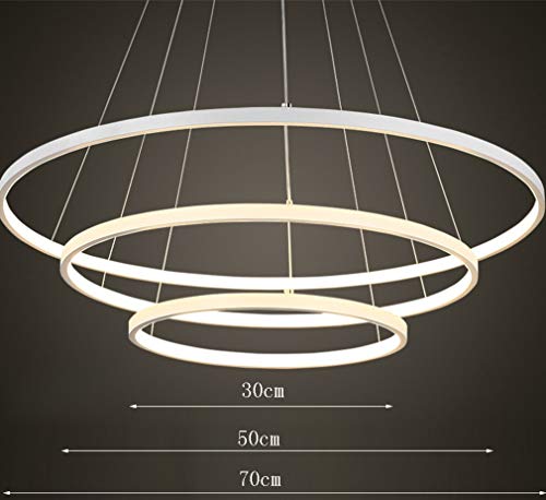 Lustre LED 95W avec éclairage variable et anneaux modulables blancs - 6