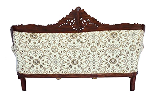 Image of Wooden 5 Seater Sofa Set, Solid Wood Sofa |3+1+1 with Cushion Seating | Traditional Design Furniture for Living Room, Home, Office, Bedroom
