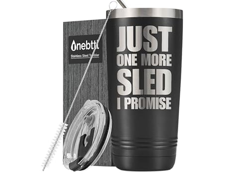 Onebttl Snowmobile Gifts For Men, Gifts for Sled Moto Snowmobiling Lover, 20 oz/590 ml Stainless Steel Insulated Tumbler with Straw, Lid, Just One More Sled I Promise