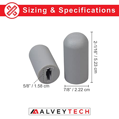 Alveytech Gray Rubber Tips For 5/8" Wheelchair Wheel Locks - Pair Fits Brake Handle, Wheelchair, Transport Chair, Bariatric Chairs, Rollator, Replacement Lock Grip, Lightweight Covers 2-Pack Parts #TOP3