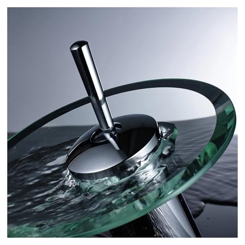 Robinet de lavabo en verre trempé noir avec effet cascade design - 3