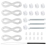 NOVINO RV Blinds Repair Kit for Camper Window, Pleated RV Shade Repair Kit, Camper Blinds String Maintain for Day Night Pleated Window Shade-White