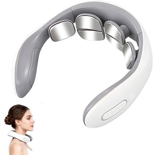 Wxeadu Neck Massager for Neck Pain, Electric Neck Massagers with Heat, Cordless Neck Massager with 6 Modes 9 Intensity, Portable Neckmassager for Pain Relief, Cervical Spine Massager for Men Women
