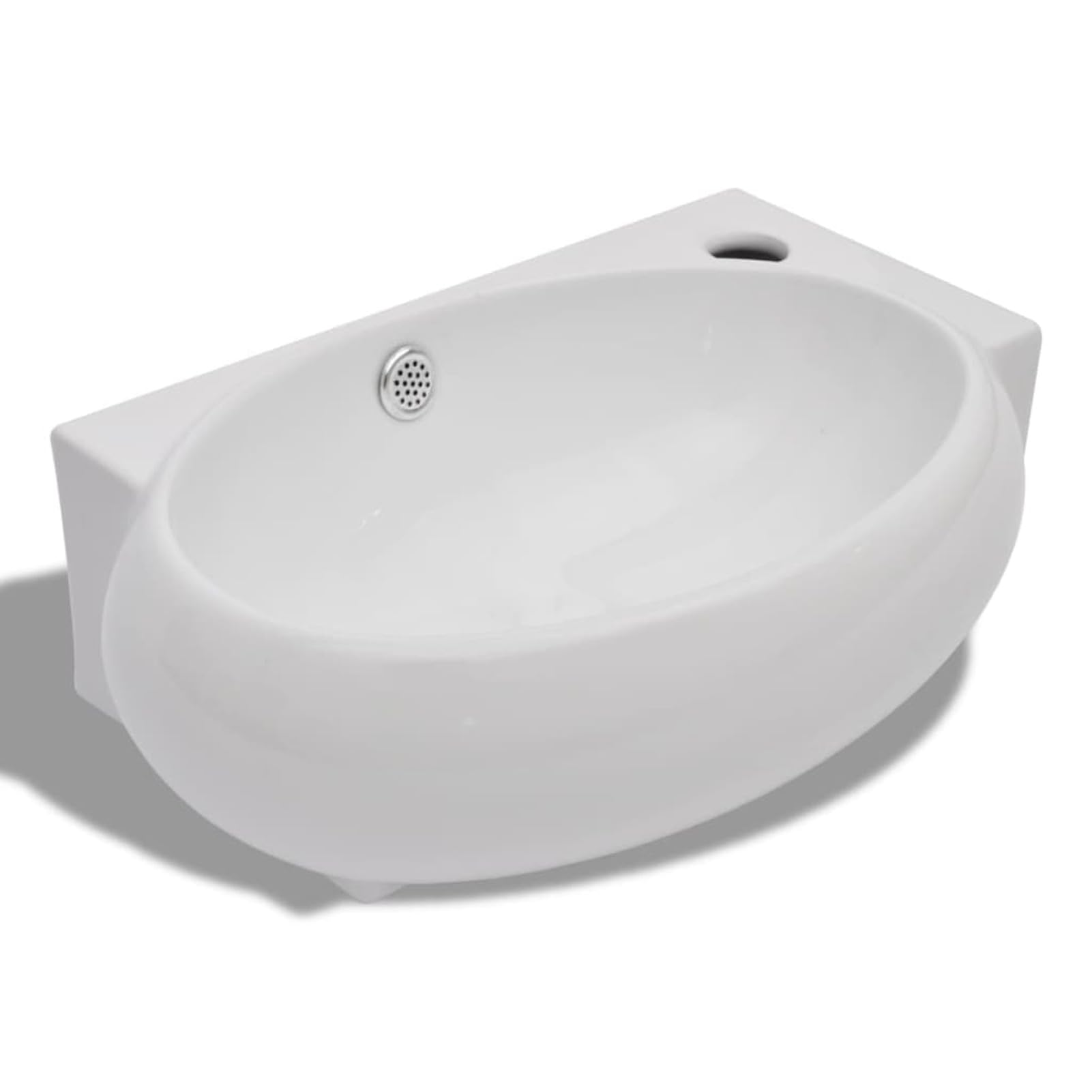 ZEYUAN Lavabo con Hueco de Grifo y rebosadero cerámica Blanco, Fregadero, Lavabo Baño, Lavamanos Baño, Lavatorio Casa De Banho, Mueble Lavabo sobre Encimera