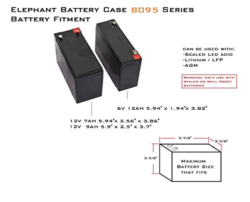 Elephant B095S2 Kayak Battery Box Waterproof Battery Enclosure For Powering Gps, Fish Finders, Led Lights, Aerator Pump (2 Pin Single) #TOP3