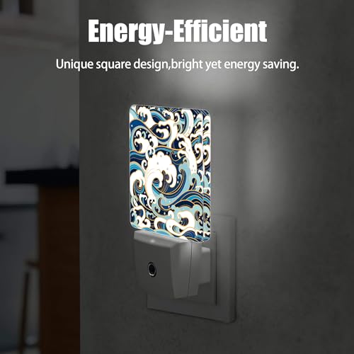 Image of Vintage Sea Waves Dusk to Dawn Night Light, Auto Sensor Lamp Home Indoor Stairway Kitchen Corridor, Night Lights Plug into Wall Decor, Boys Girls Women Men Room Gifts