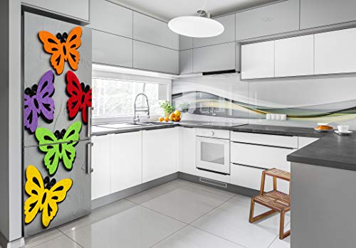 Vinilo para nevera de 70x190 cm con diseño de mariposas de colores para cocina 3
