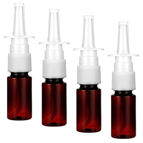 CATOR 4 Piezas 20 ml Botellas de Aerosol Nasal, Plástico Botella de Spray Nasal, Vacía Botellas de Pulverizador con Embudo, Aspersores para Aceite Esencial Salino - ámbar