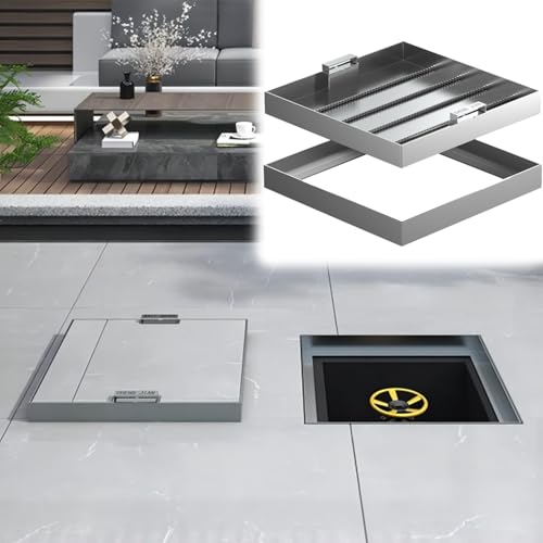 Couvercle de regard invisible extérieur en acier inoxydable 41x41 cm pour cour