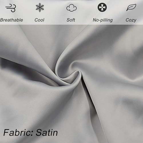LeoTube Satin Knee Pillow Cover for Heart Shaped Leg & Knee Foam Support Pillow, Upgraded Invisible Zippered Satin Leg Pillowcase Replacement (10 * 9.5 * 4.9in)-Cover ONlY (Slate Grey)