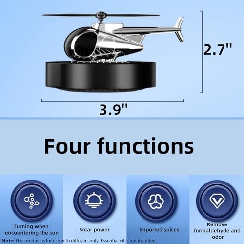 Image of Car Diffuser Quiet & Stylish Helicopter Solar Dashboard Decor Auto-Rotating Air Purifier for Men & Military Enthusiasts Enhance Driving Experience (Black)