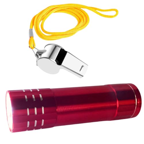 Kit Lanterna LED, Apito de Metal e Corda Amarela, Segurança e Vigia