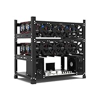 Open Mining Rig Frame for 12 GPU Mining Case Rack,12 GPU Rig Motherboard Bracket ETH/ETC/ZEC Ether Accessory Tool 3 Layers