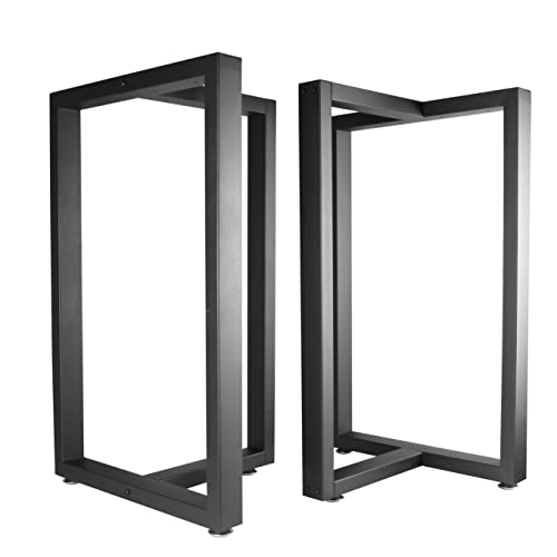 Metal Table Legs Desk Legs, Heavy Duty Square Tube Iron Desk Legs, DIY Furniture Legs for Dining Table, Coffee Table, Computer Desk, Workbench, Meeting Room Table, 28”H x 17.7”W, Set of 2, Black (T) by Topsair - Used condition - US$74.16