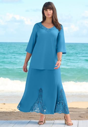 Roaman's Women's Plus Size Ultrasmooth Fabric Lace Maxi Skirt3