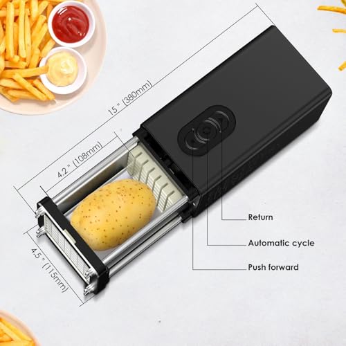 YOTAN Electric French Fry Cutter, French Fry Cutter with 1/2 & 3/8 Inch Blade, Commercial and Household Electric Potato Cutter, Automatic Potato Slicer, Vegetable Cutter, House Warming Gifts (Black) by YOTAN - Image 5