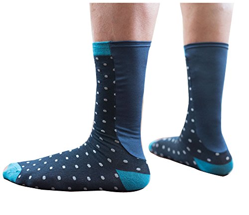 Xpandasox Mens/Unisex Large/Athletic calf cotton blend Navy/Brown Crew Socks