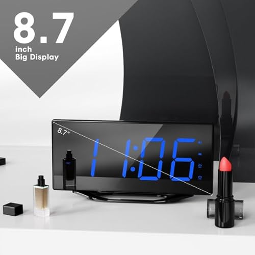 Pplee P-1018I-B-BLUE Super Loud Alarm Clock For Really Heavy Sleeper Adults With Bed Shaker,Plug In Digital Dual Alarm Clock For Deep Sleeper,2Usb Charger Ports,Dimmer,12/24H,Dst,Loudest Simple Clock thumb #7