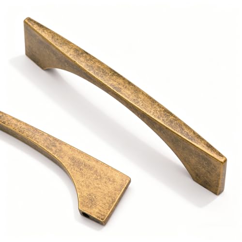 Asidrama 10 Pack 3.75 Inch(96mm) Antique Brass Kitchen Cabinet Handles, Cabinet Pulls Kitchen Cabinet Hardware for Cupboard Drawer Pulls