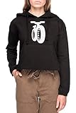 Gedruckt in EU Wanna Rollen EIN Fett Fahrrad Damen Bauchfreies Crop Kapuzenpullover Schwarz Women\'s Crop Hoodie Black