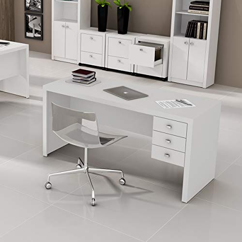 Mesa Para Escritório 155cm Com 3 Gavetas 4113 Tecno Mobili - Branco