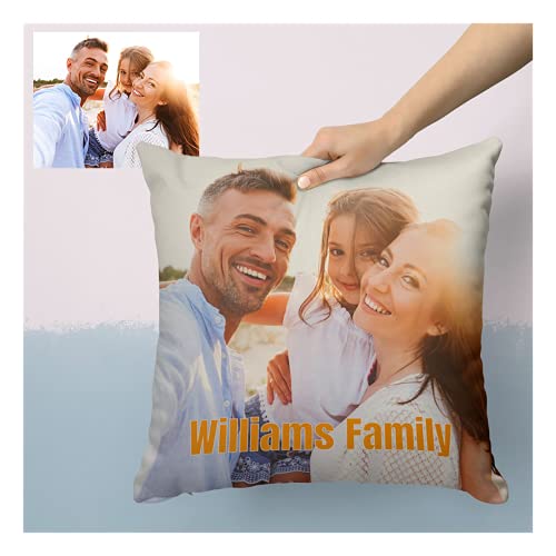 Almofada personalizada com foto, almofadas personalizadas 40,64 x 40,64 cm Capa de almofada de lona...