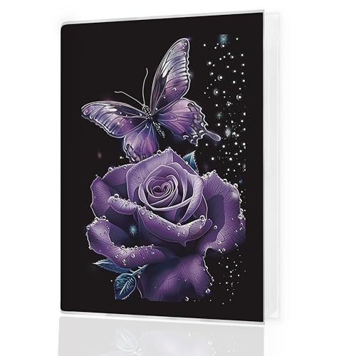 Qnhij Purple Butterfly Photo Album 4x6 Hold 36 Photos, Purple
